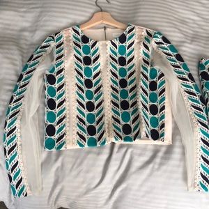 Endless Rose co-ord top and skirt set. White, black and green. Size S